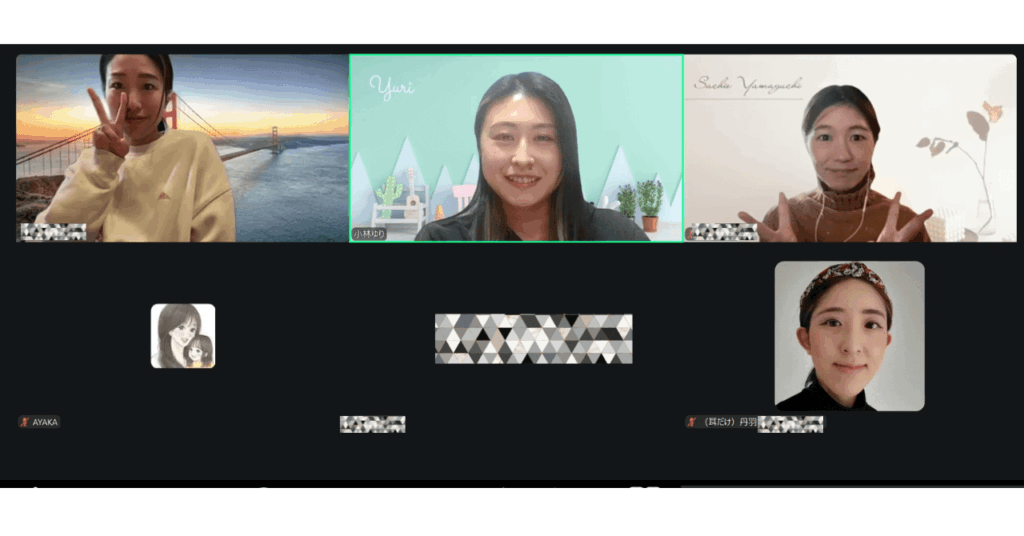 zoom開催子育てレベルアップ会、保育園幼稚園ママが参加している様子