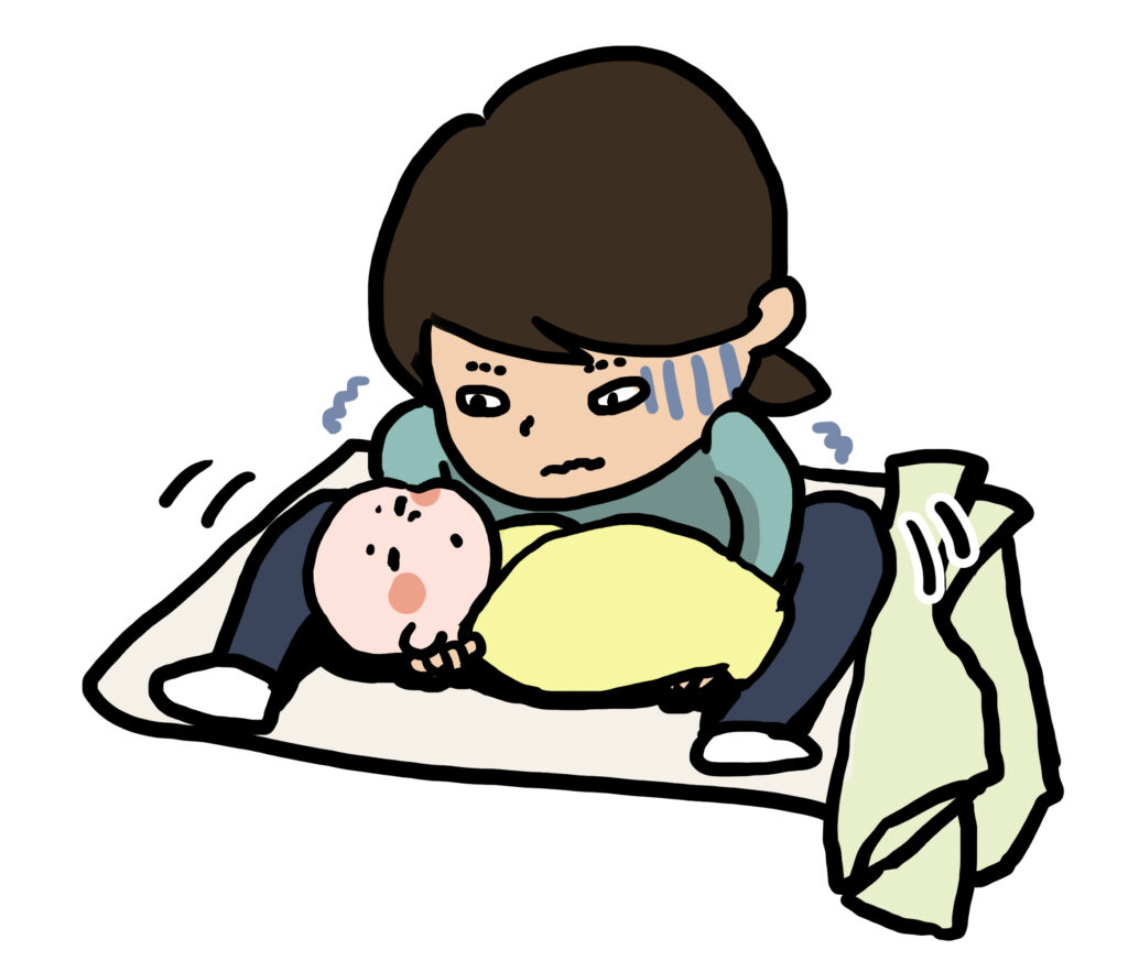 寝ない赤ちゃんの寝かしつけにイライラ