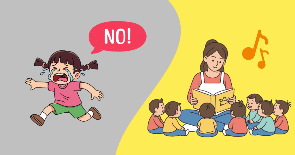 集団から逃亡する女の子