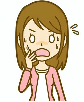 女性が驚いている