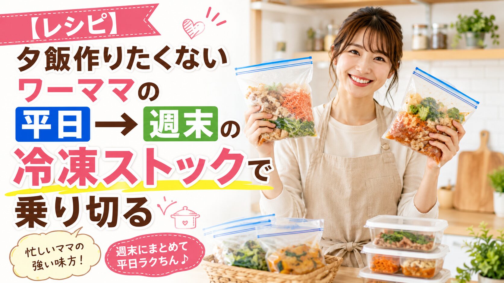 【レシピ】夕飯作りたくないワーママの平日→週末の冷凍ストックで乗り切る