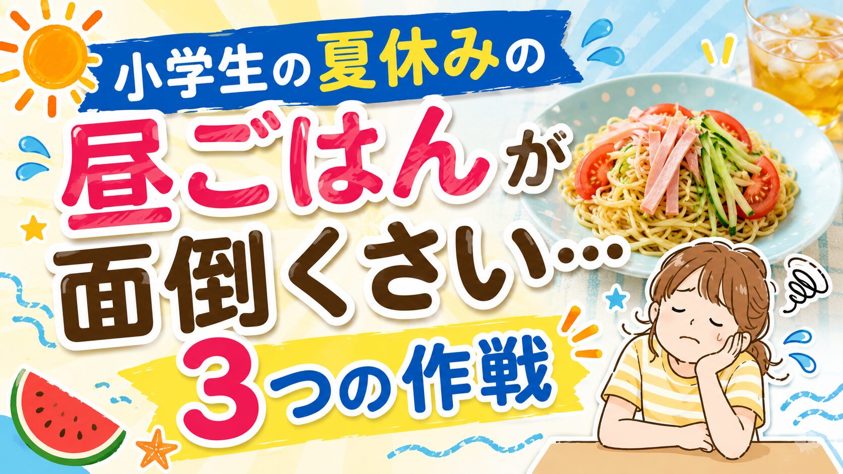 【献立表つき】小学生の夏休みの昼ごはんが面倒くさい…乗り切る3つの作戦